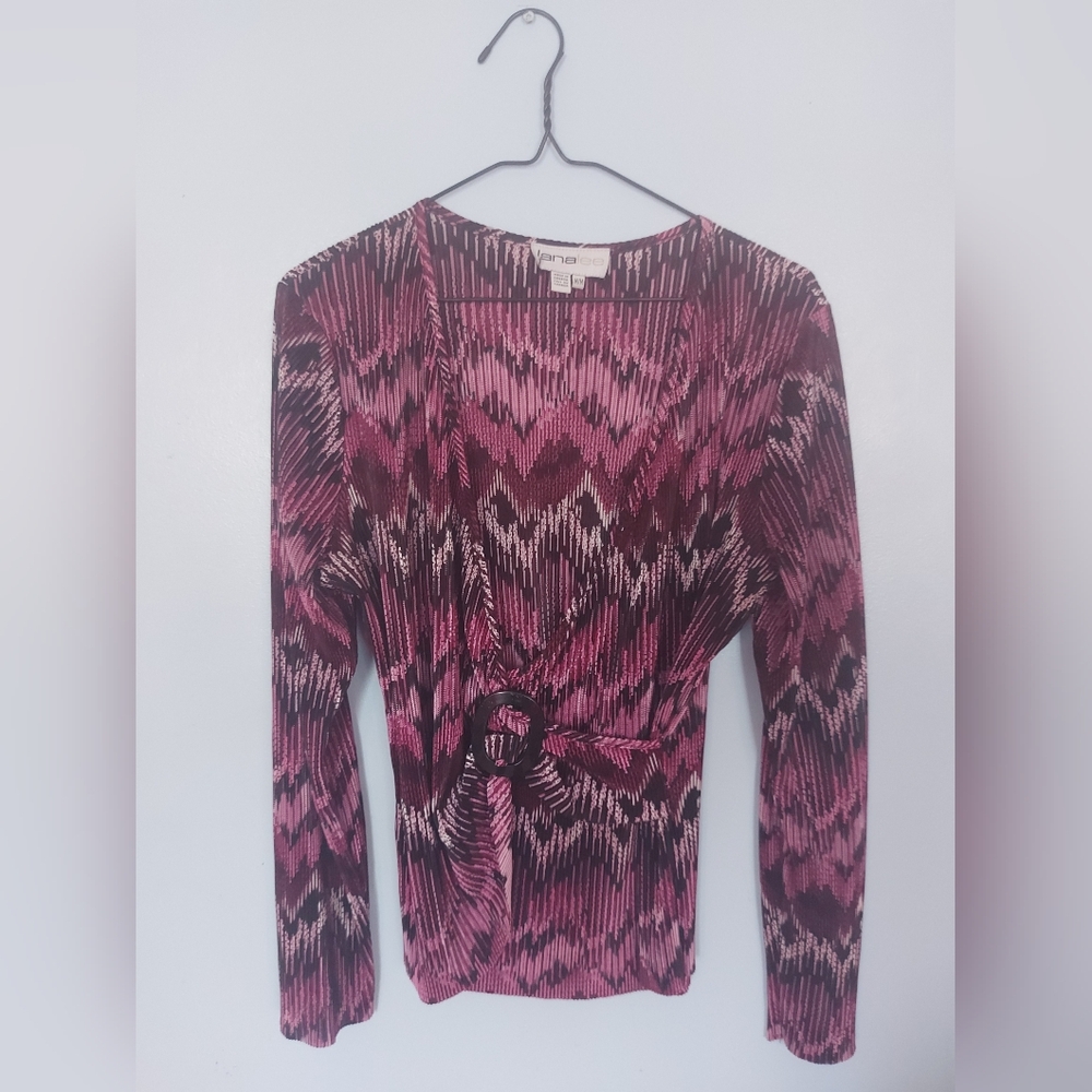 Pink and Black Patterned Long Sleeve Dress